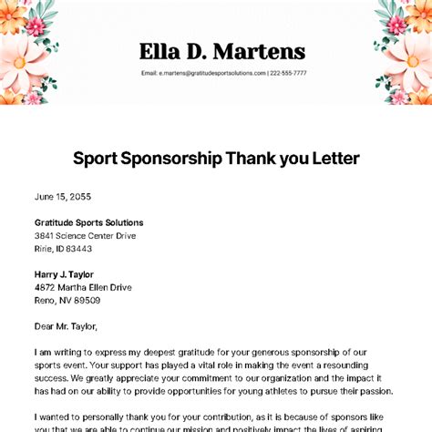 Thank You Letter To Sponsors Template Infoupdate Org