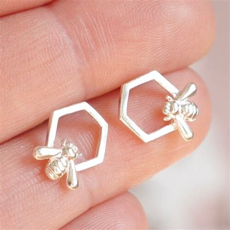 Sterling Silver Bee Stud Earrings Bumble Bee Earrings Etsy