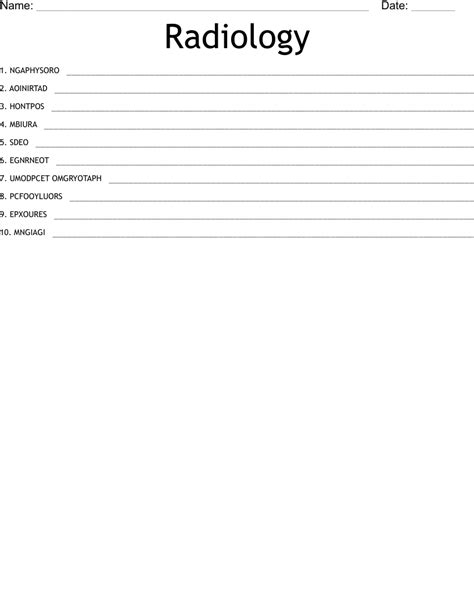 Radiology Word Scramble - WordMint 