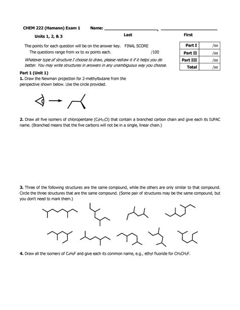 Combinepdf CLASS WORK MONDAY CLASS CHEM 222 Hamann Exam 1 Name