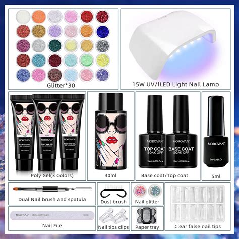 Morovan Kit de uñas de gel de polietileno profesional con luz UV kit de