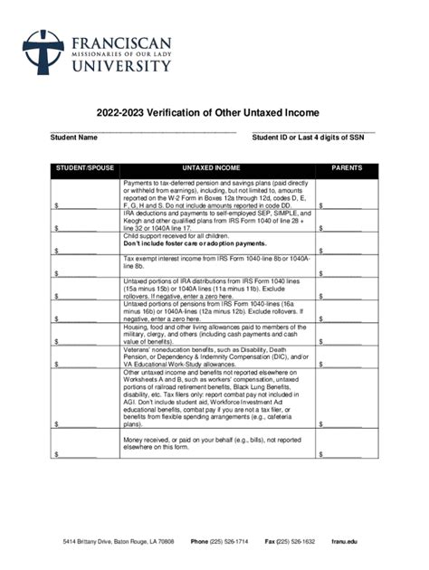 Fillable Online 2022 2023 Verification Of Other Untaxed Income