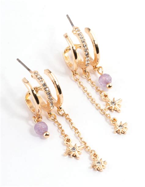 Gold Tiered Chain Stud Earrings Lovisa