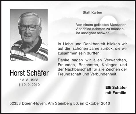 Traueranzeigen von Horst Schäfer Aachen gedenkt