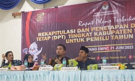 Kpu Pasaman Barat Tetapkan 296 254 Daftar Pemilih Tetap Pemilu 2024