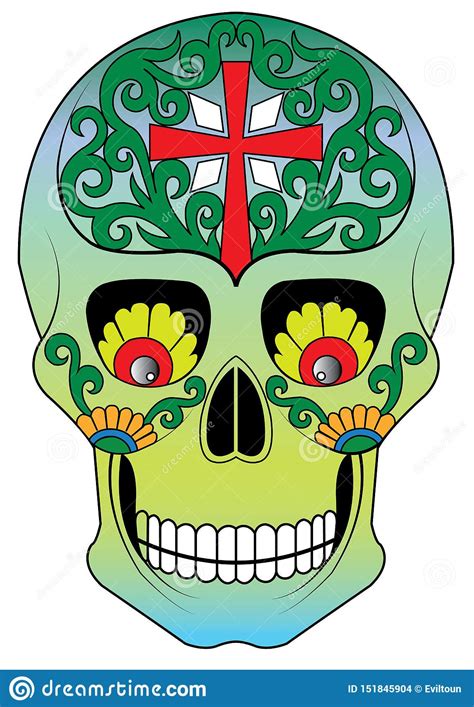 Art Vintage Mix Sugar Skull Day Of The Dead Stock Illustration Illustration Of Graphic Funny