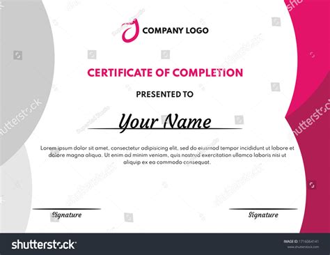 Certificate Completion Template Your Business Event Stock Vector ...