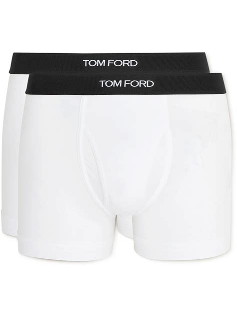 Tom Ford Two Pack Stretch Cotton And Modal Blend Boxer Briefs White