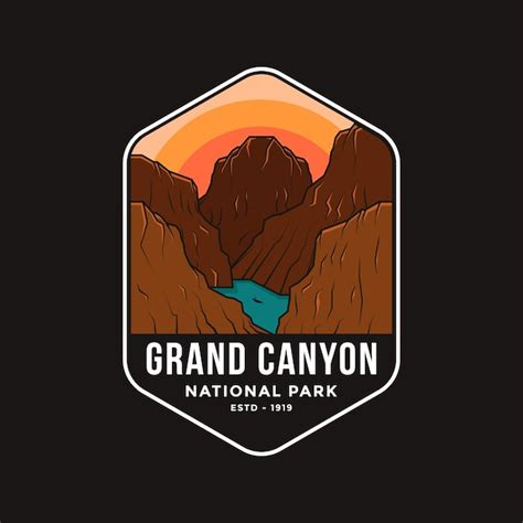 Illustration Du Logo Du Grand Canyon Sur Fond Sombre Vecteur Premium