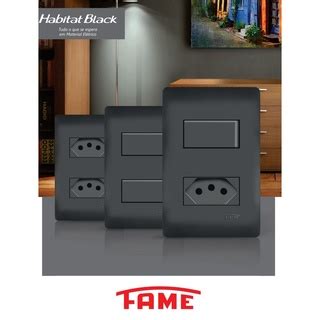 Conjunto De Tomada Interruptor Fame Habitat Black Shopee Brasil