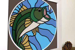 Largemouth Bass Stained Glass 3D Box Svg Graphic By Alleylightbox