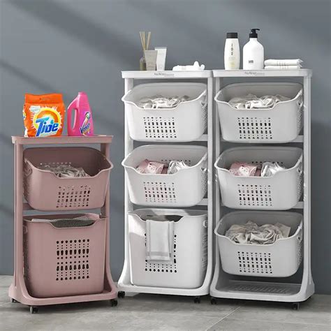 Plastic Laundry Storage Basket 3 Tier Arbaana