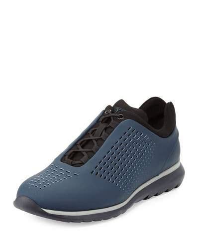 Ermenegildo Zegna Techmerino Rubberized Sneaker Navy Neiman