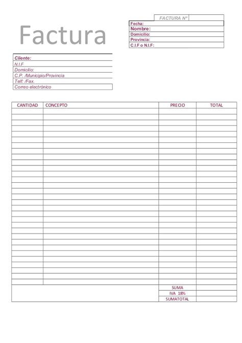 Formato De Factura En Word Mini