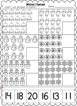 Winter Themed Numbers Cut And Paste Worksheets 1 20 Made By Teachers