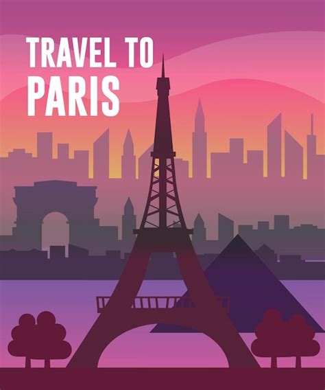 Viajar Em Paris Vector Ilustra O Plana Conceito Criativo Lugares