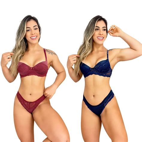 Kit Conjuntos Lingerie Suti Bojo Renda Calcinha Fio Sexy Luxo