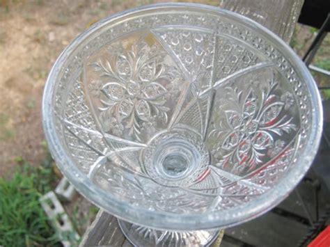 Footed Compote With Lid Clear Glass Vintage Pressed Glass Etsy