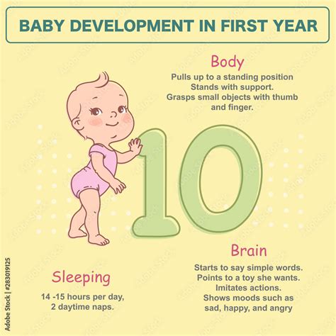 Little baby of 10 month. Physical, emotional development milestones in ...