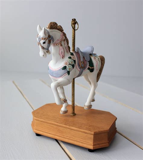 Carousel Horse Music Box Vintage Ceramic Horse Statue Horse Etsy In