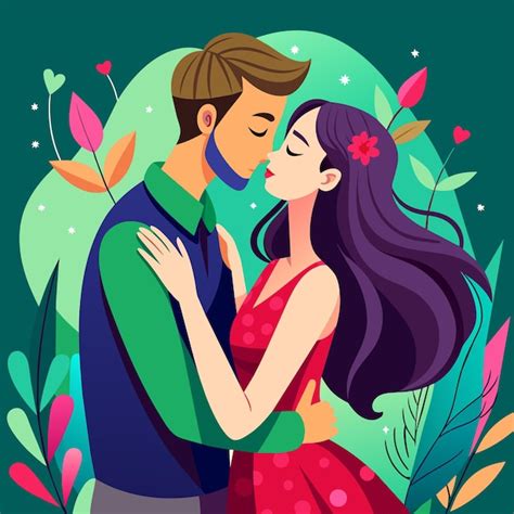 Premium Vector Kissing Couple Love Illustration