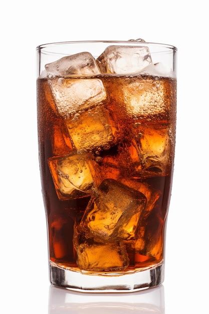 Un Vaso De Cola Con Hielo Y Cubitos De Hielo Sobre Un Fondo Blanco