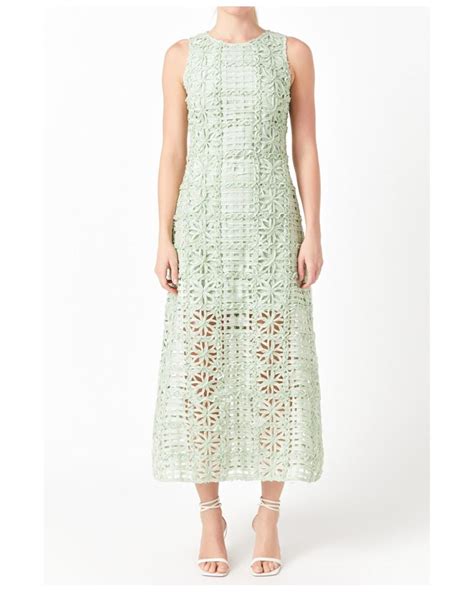 Endless Rose Textured Sleeveless Maxi Dress In Green Lyst