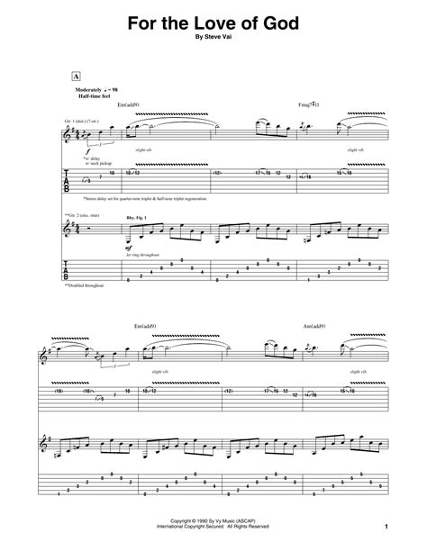 For The Love Of God By Steve Vai Guitar Tab Guitar Instructor