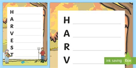 Harvest Prayer Acrostic Template (teacher made)