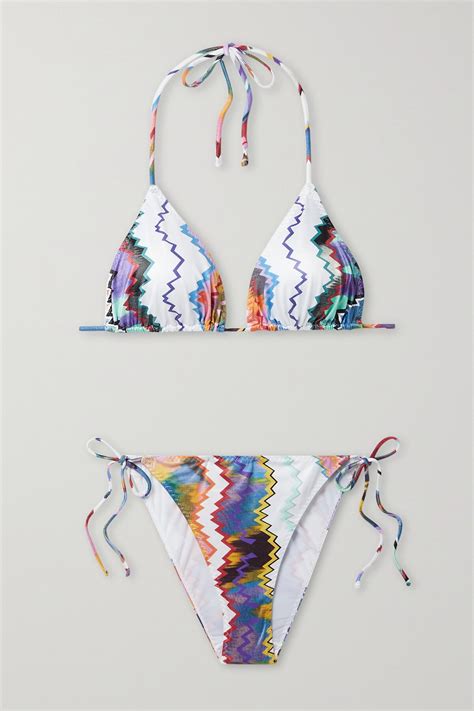 Buy Missoni Mare Printed Halterneck Triangle Bikini White At 50 Off