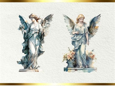 Heavenly Angels Clipart Set 10 Watercolor Angel Statue Images Bonus ...