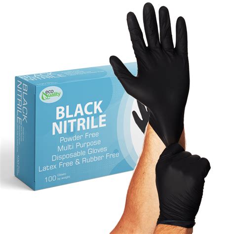 Large Black Nitrile Exam Gloves Disposable Latex Rubber Free Powder