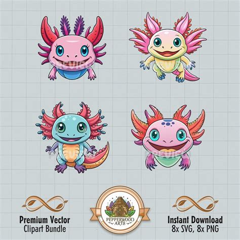 Axolotl Clipart Bundle Axolotl Png Axolotl Svg Cute Axolotl Pink