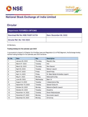 Nse Holidays List Pdf Instapdf