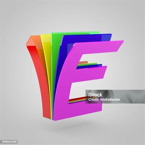 Huruf E Huruf 3d Huruf Besar 3d Membuat Font Pelangi Cutaway Warna