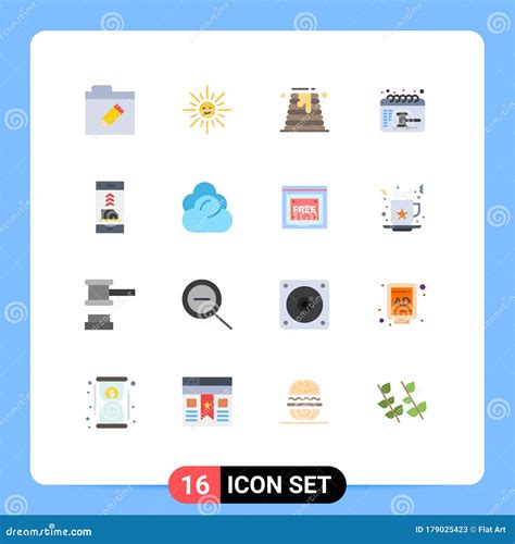 Conjunto De Pictogramas De 16 Sencillos Colores Planos De Contacto Ee