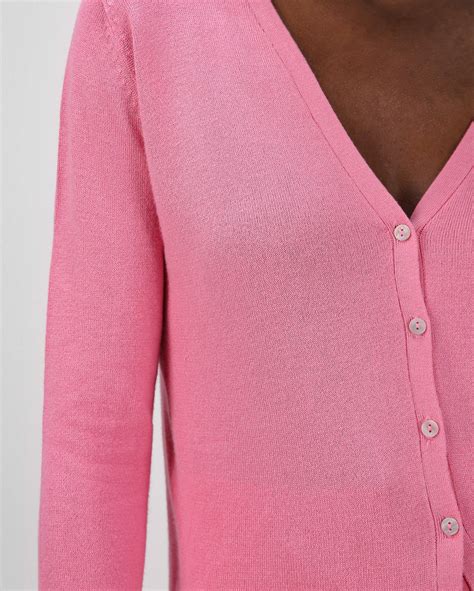 Riachuelo Cardigan Feminino Tricot Decote V Rosa Pool Basics By