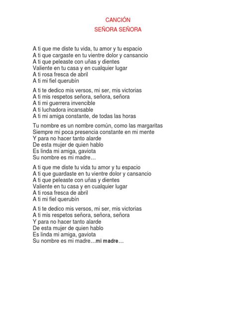 Letras Canción Señora Señora Pdf