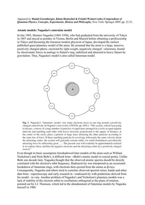 (PDF) Atomic Models, Nagaoka's Saturnian Model