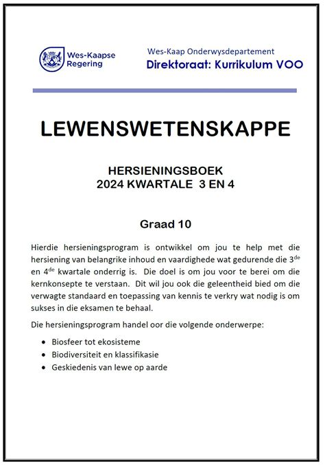 Gr 10 K3 4 Lewenswetenskappe Hersieningsboek 2024 WCED EPortal