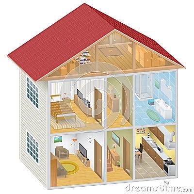 Isometric House Interior Vector Illustration Cartoondealer