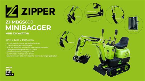 Zipper Zi Mbgs Minibagger Mini Excavator Official Zipper Youtube