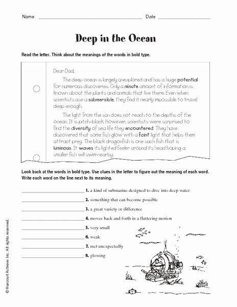 50 Planet Earth Ocean Deep Worksheet