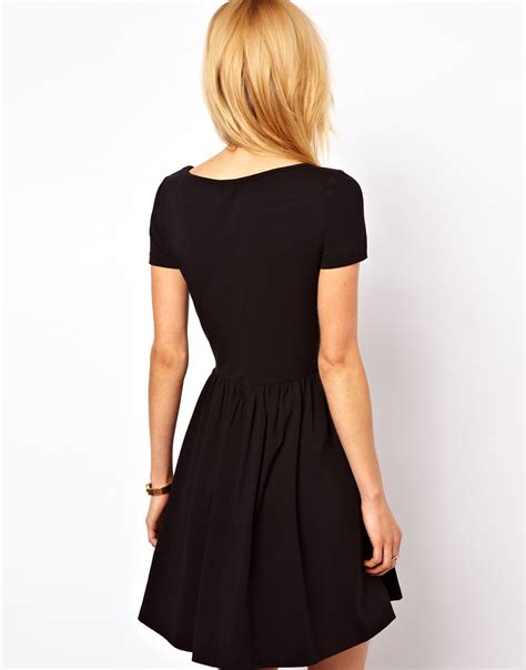 Pretties Closet Asos Skater Dress With Slash Neck And Short Sleeves