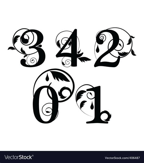 Floral font numbers Royalty Free Vector Image - VectorStock