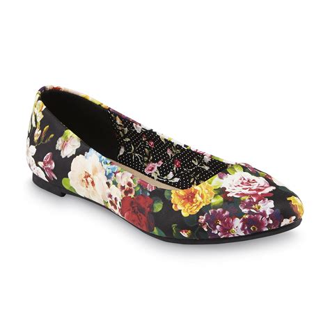 Basic Editions Womens Celina Floral Print Ballet Flat Shoes Women