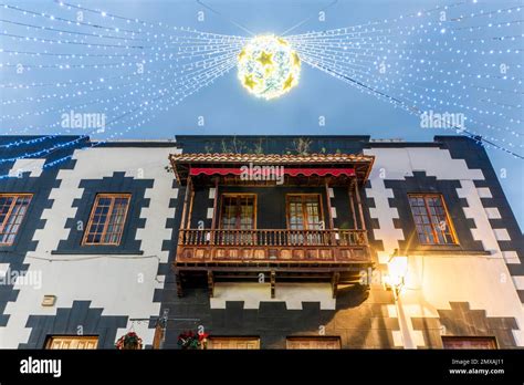 Illuminated Main Street In Historic Teror Gran Canaria Canary Islands