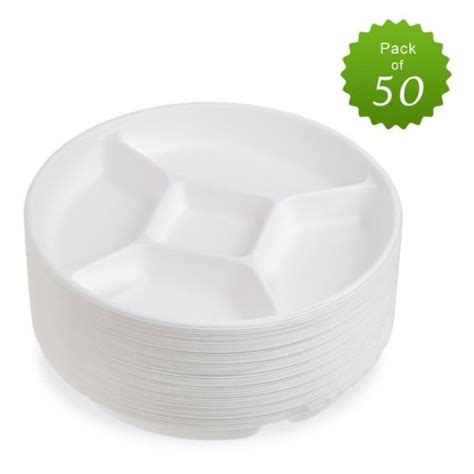 50 Pack Bagasse Compartment Party Platters Trays