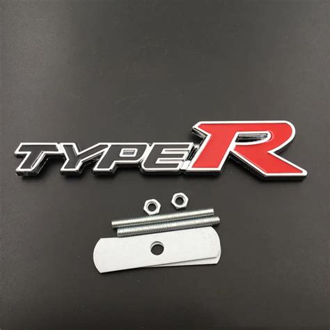 3D Metal Type R Logo Letter Car Front Grill Emblem For Honda Civic CRV