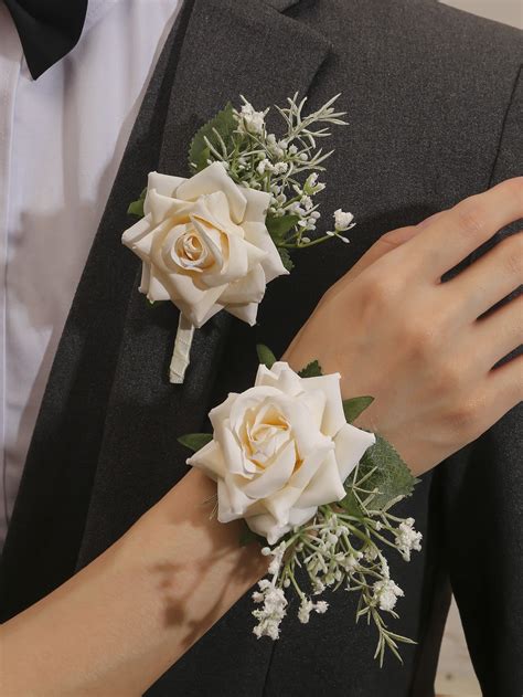 Flower Decor Boutonniere Wrist Corsage Prom Corsage And Boutonniere